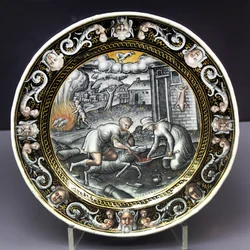 Teller aus der Werkstatt des Pierre Reymond aus einer Monatsfolge mit überwiegend landwirtschaftlichen Tätigkeiten